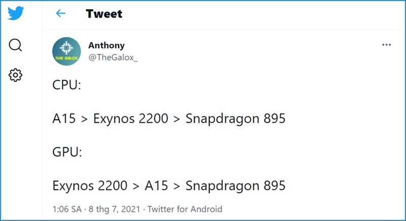 Chip Exynos 2200 sẽ mạnh hơn Snapdragon 895 và khả năng xử lý đồ họa tốt hơn A15 Bionic - 1625902493